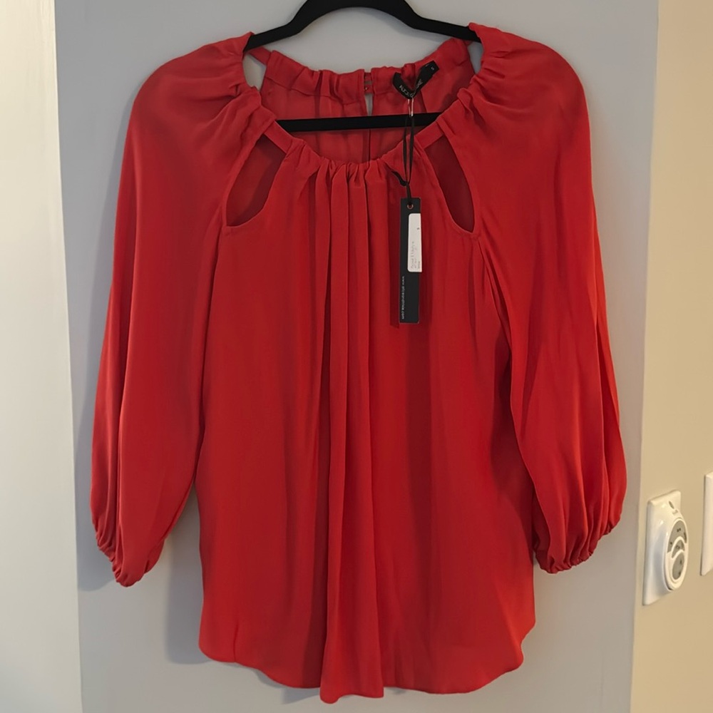NWT Alice & Trixie 100% Silk Red Blouse